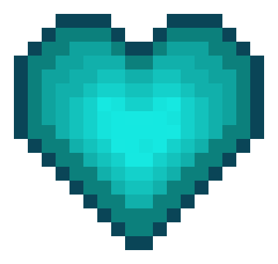 an 8bit pixelated teal heart